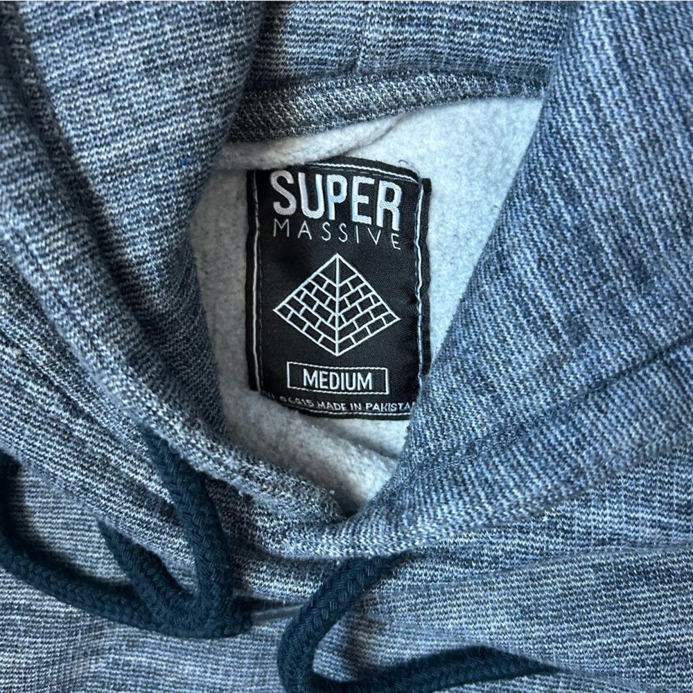 Men’s Super Massive Heather Blue Fleece Hoodie Sweater Sweater Size Medium |D68 - Picture 3 of 9